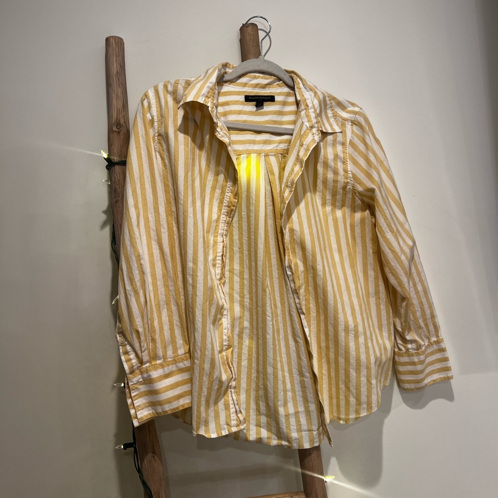 Banana Republic Yellow & White striped button down